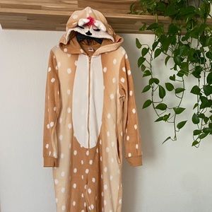 Adult Hooded One-Piece Pajama -Fawn - XS/SM